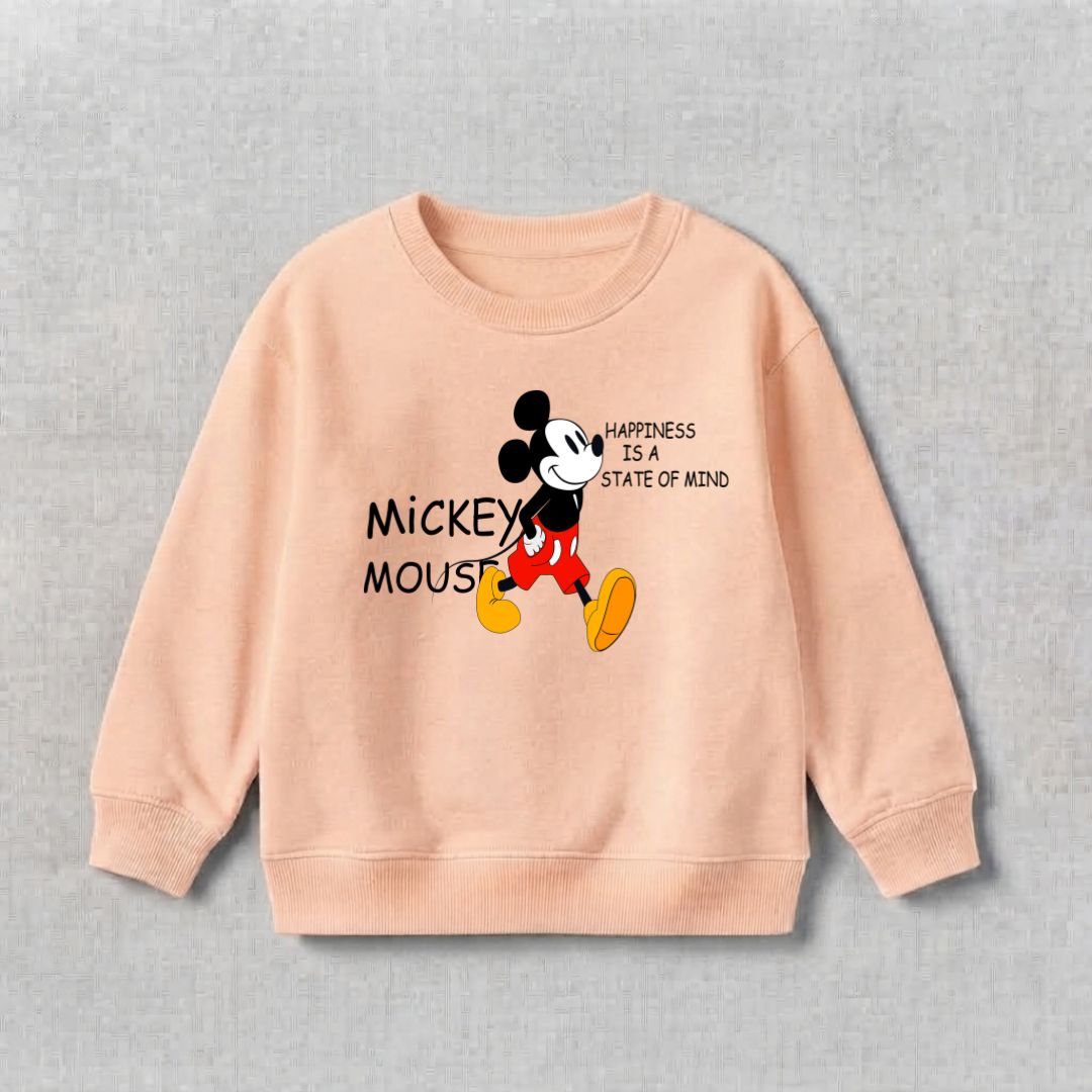 Happiness Mickey Sweat Shirt - Light Peach