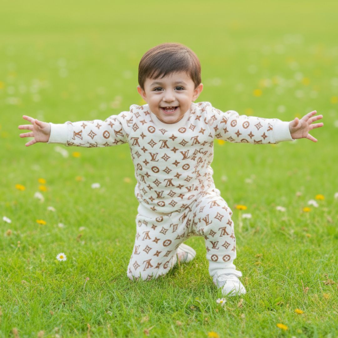 Figo - White Luxury Print All Over Track Suit