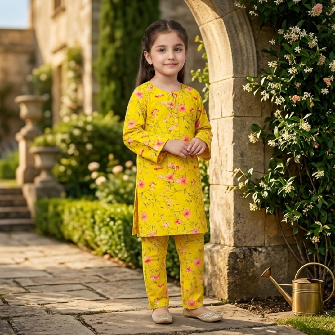 Figo - Saffron Bloom Co-Ord Set (Lawn)