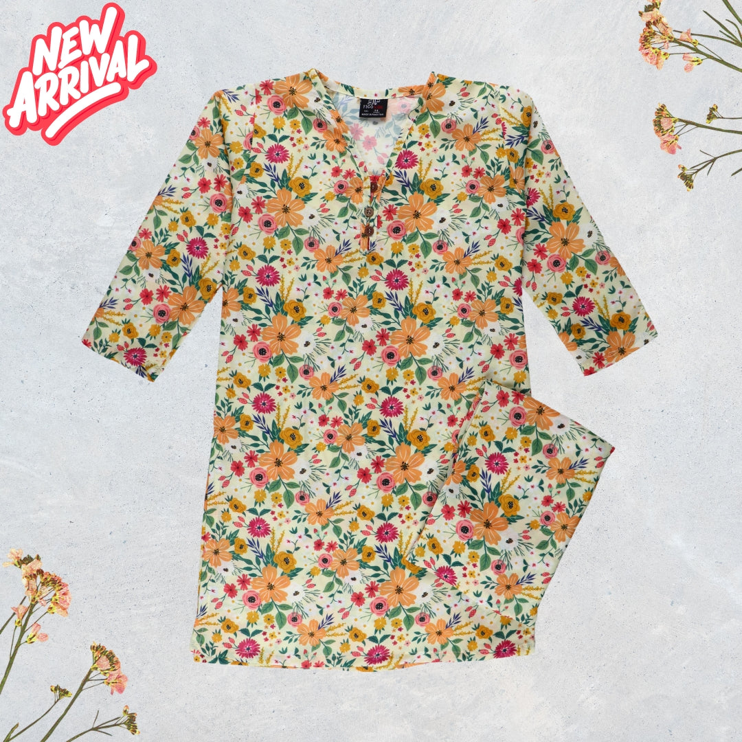 Figo - Cream Floral Print Co-Ord Set