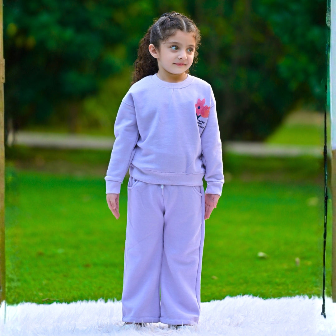 Figo - Lilac Wild Flower Drop Shoulder Track Suit