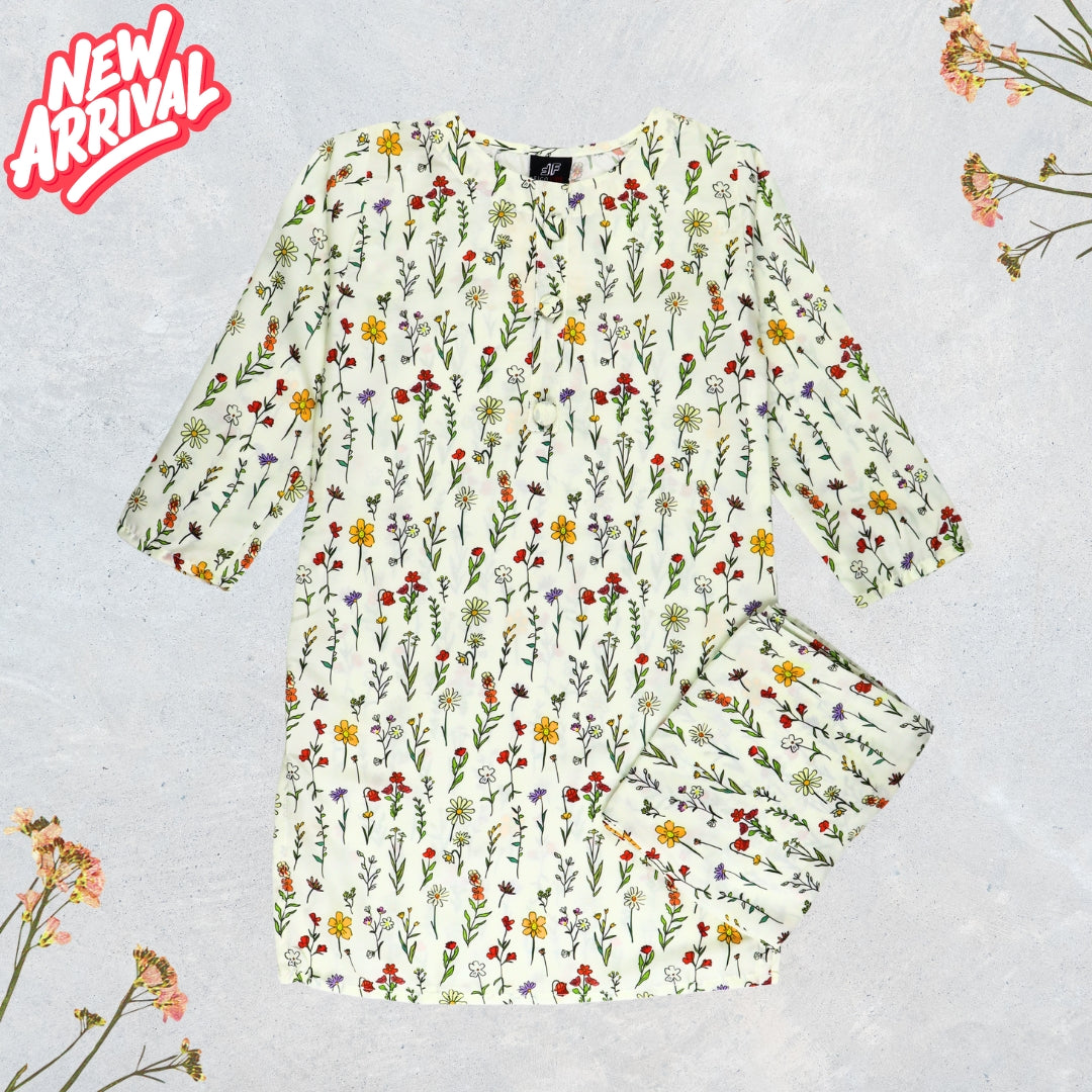 Figo - Elegant Off White Floral Co-Ord Set