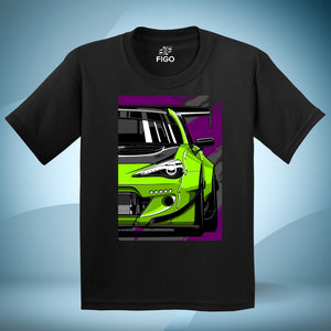 Figo Kids - Black Green Car T-Shirt