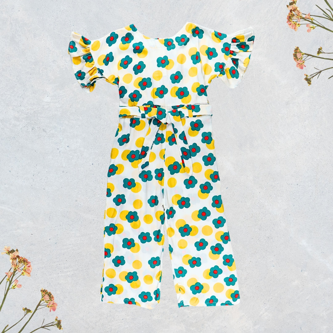 Figo - White Daisy Floral Jumpsuit