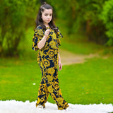 Figo - Navy Luxury Print Butterfly Pattern Jumpsuit