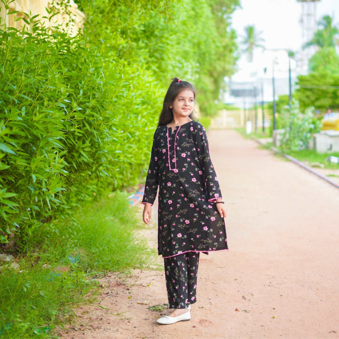 Figo - Black Floral Co-Ord Set (Viscose)