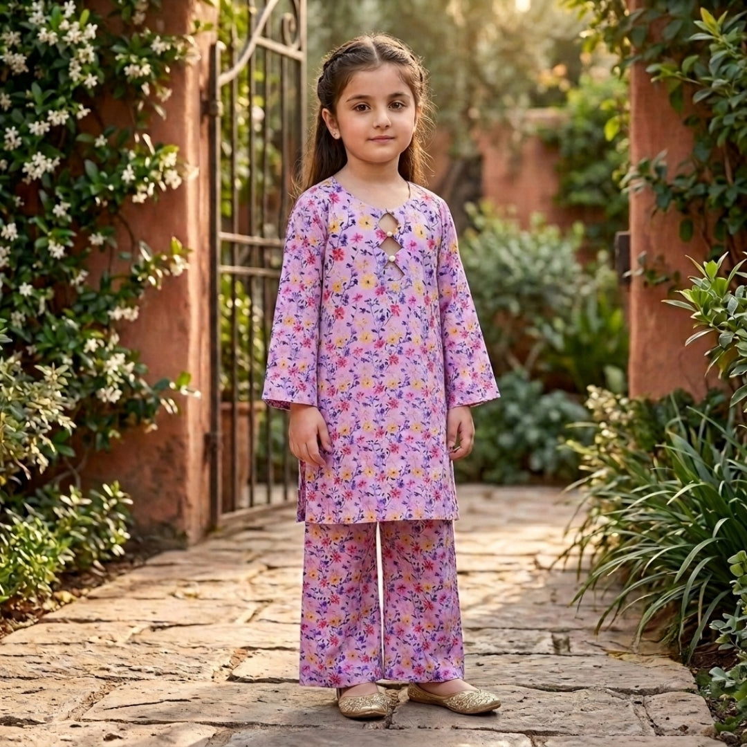 Figo - Lilac Blossom Co-Ord Set (Lawn)