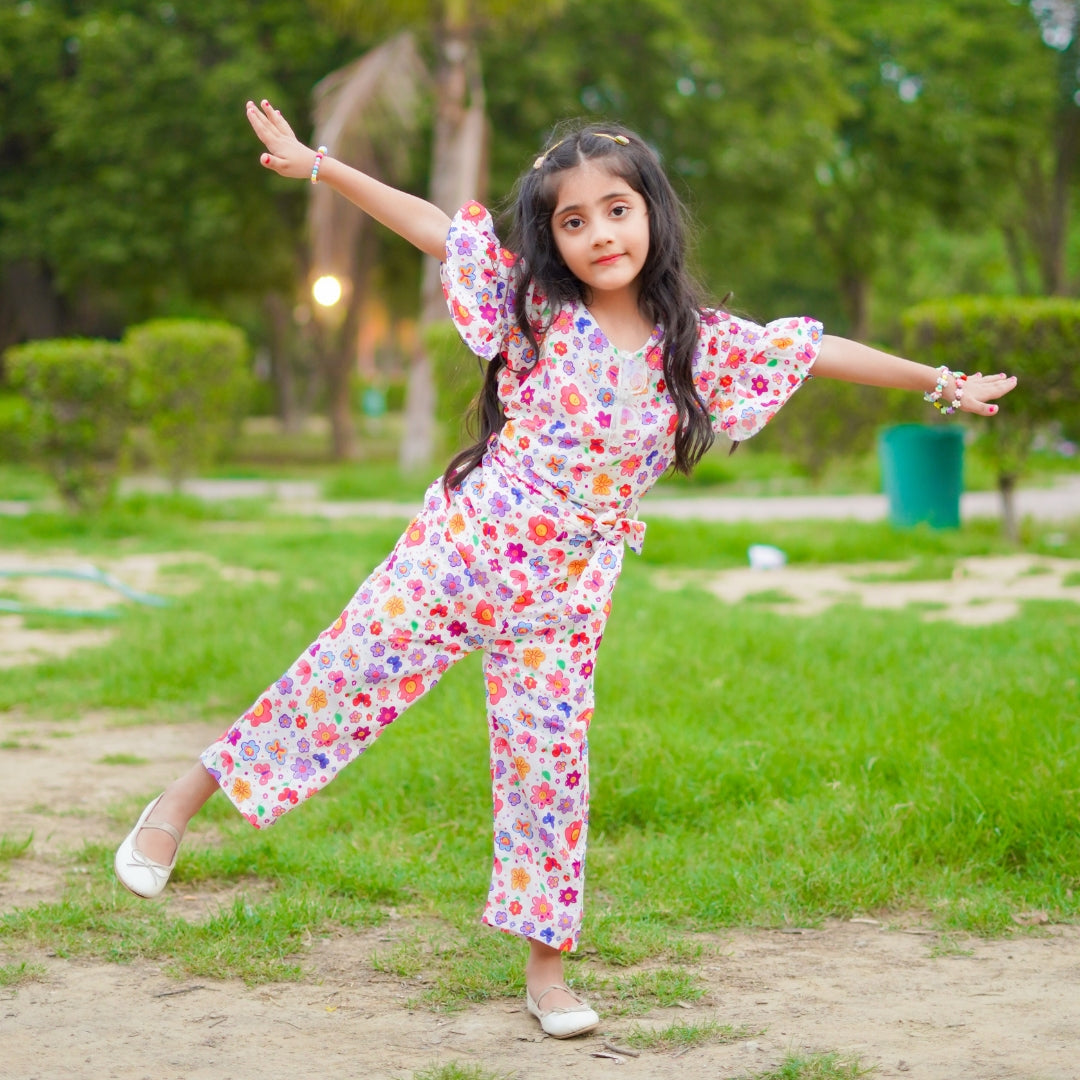 Figo - Off White Playful Jumpsuit (Swiss Fabric)