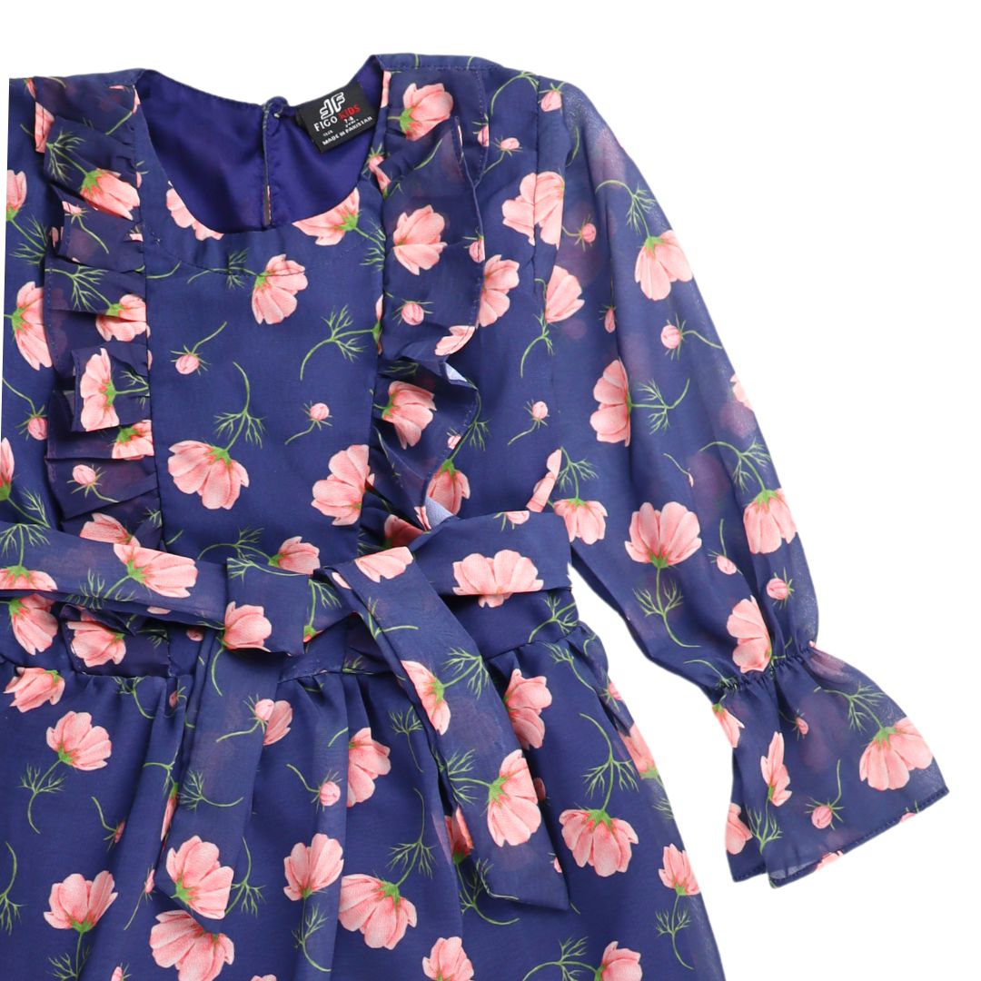 Figo - Navy Pink Floral Tunic Maxi