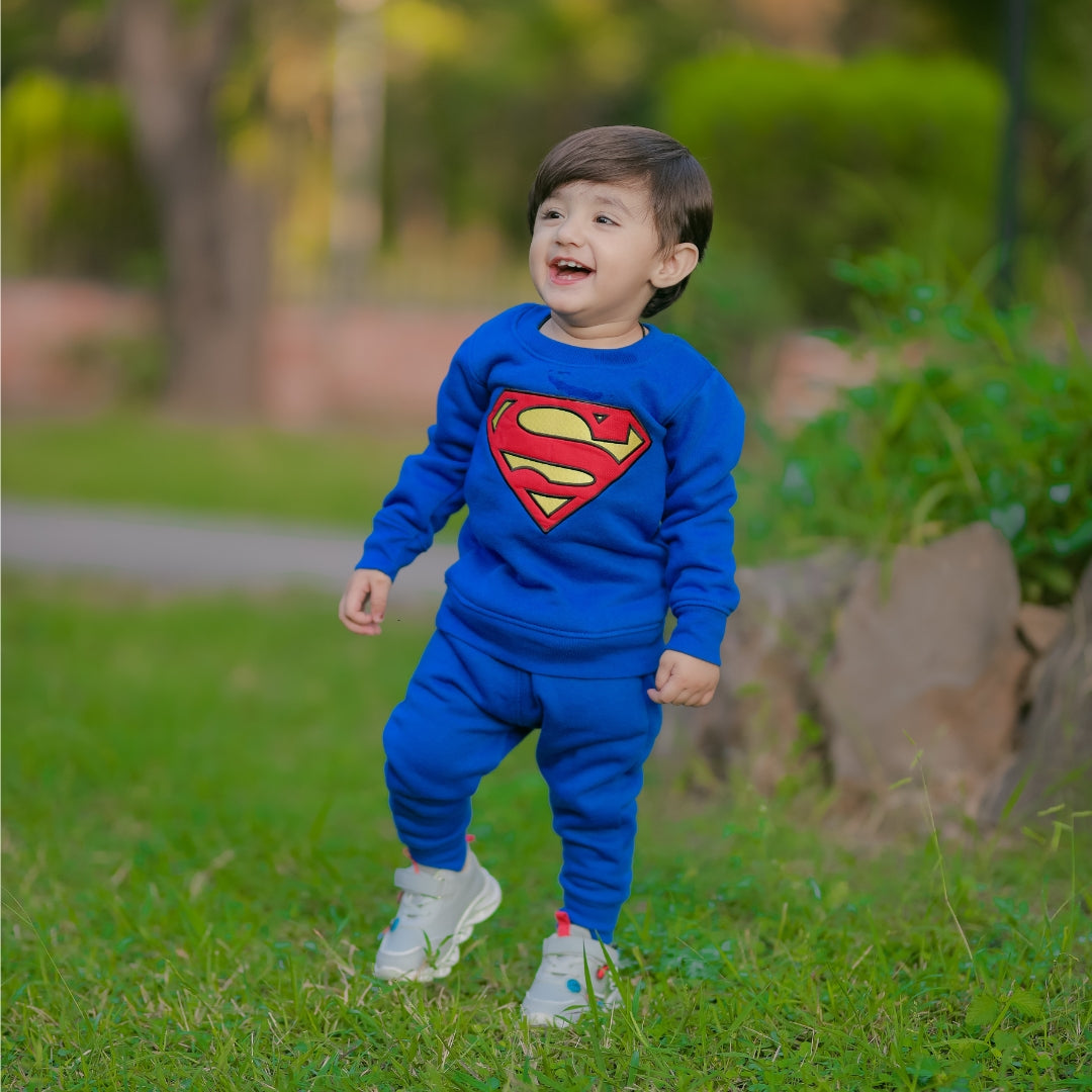 Figo - Royal Blue Superman Embroidered Track Suit
