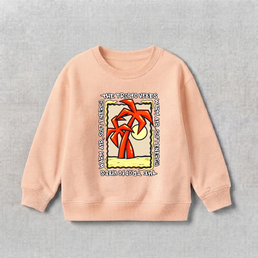Tropic Vibes Sweat Shirt - Light Peach