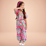 Figo - Multi Floral V-Neck Jumpsuit (Swiss Fabric)