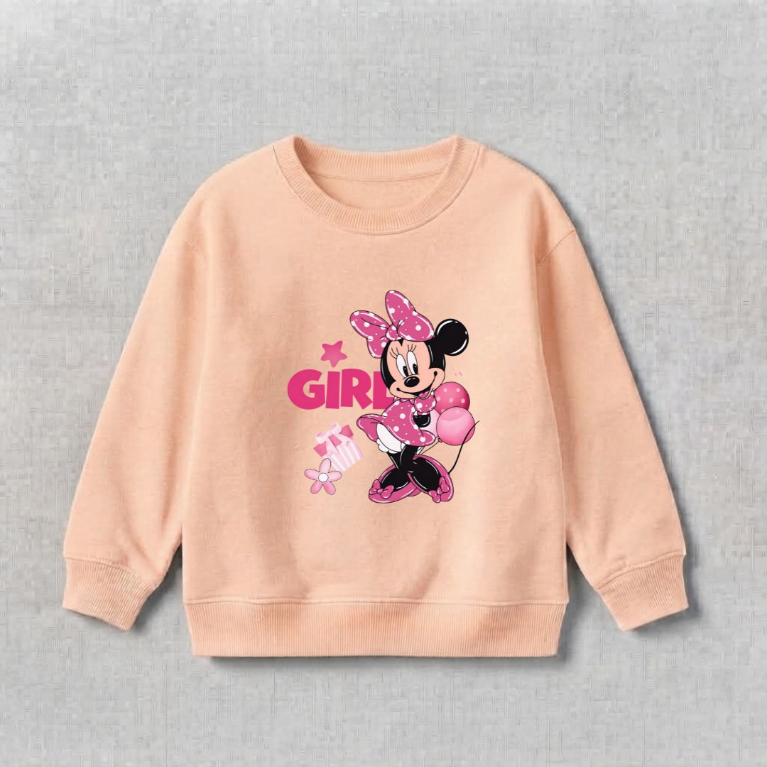 Minnie Girl Sweat Shirt - Light Peach