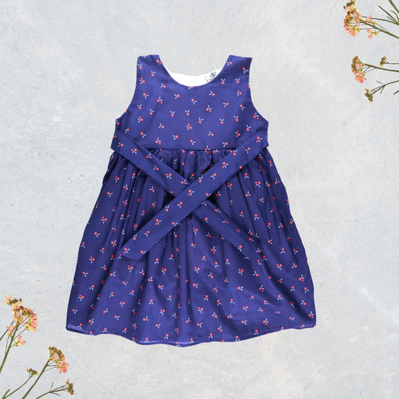 Figo - Navy Floral Cotton Frock (Lawn Cotton)