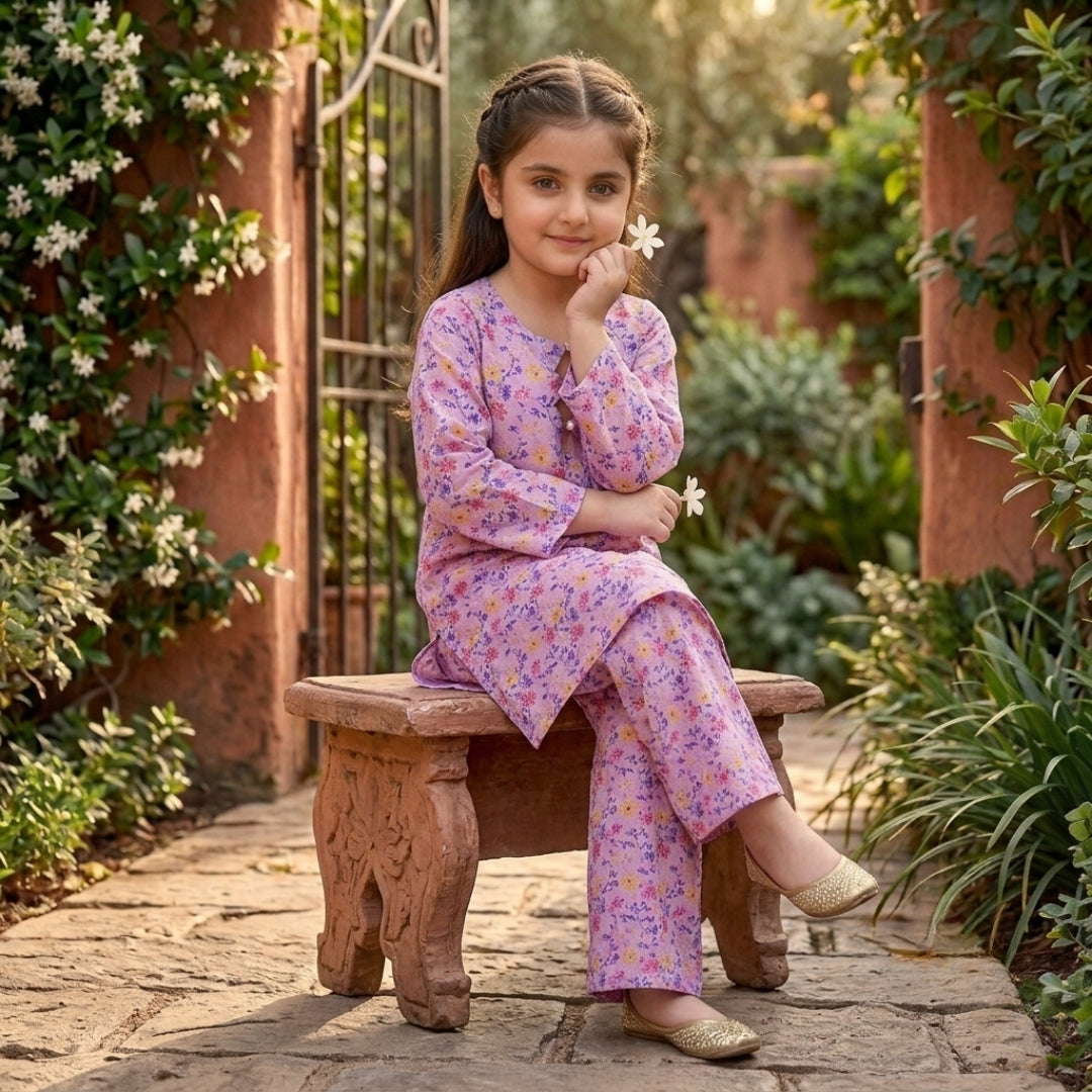 Figo - Lilac Blossom Co-Ord Set (Lawn)