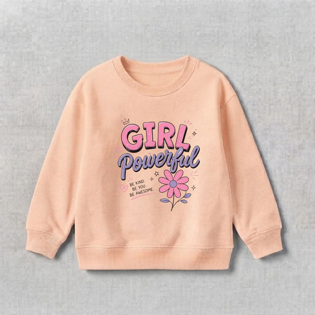 Girl Power Sweat Shirt - Light Peach