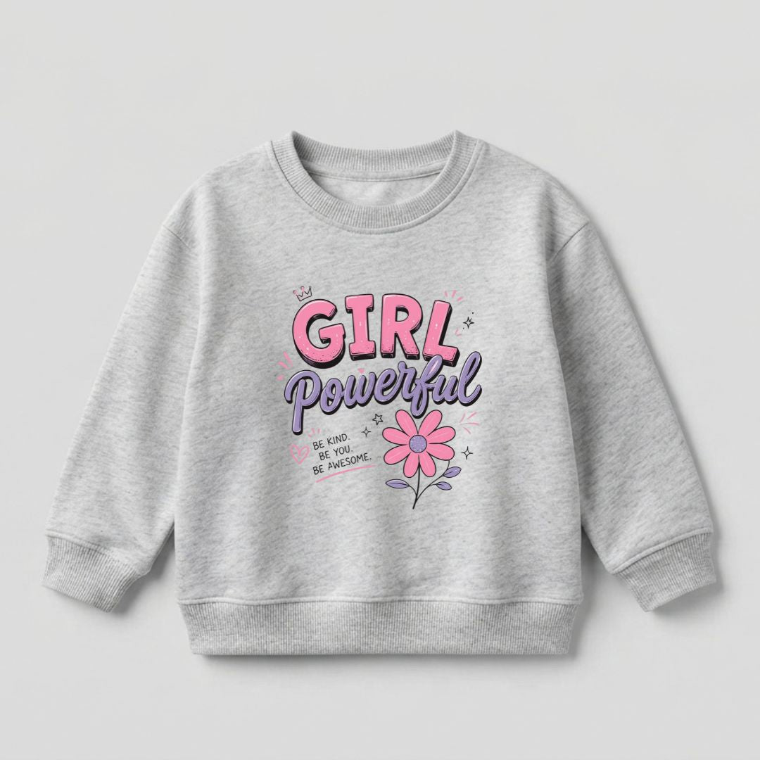 Girl Power Sweat Shirt - Heather Grey