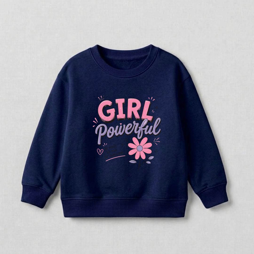 Girl Power Sweat Shirt - Navy Blue