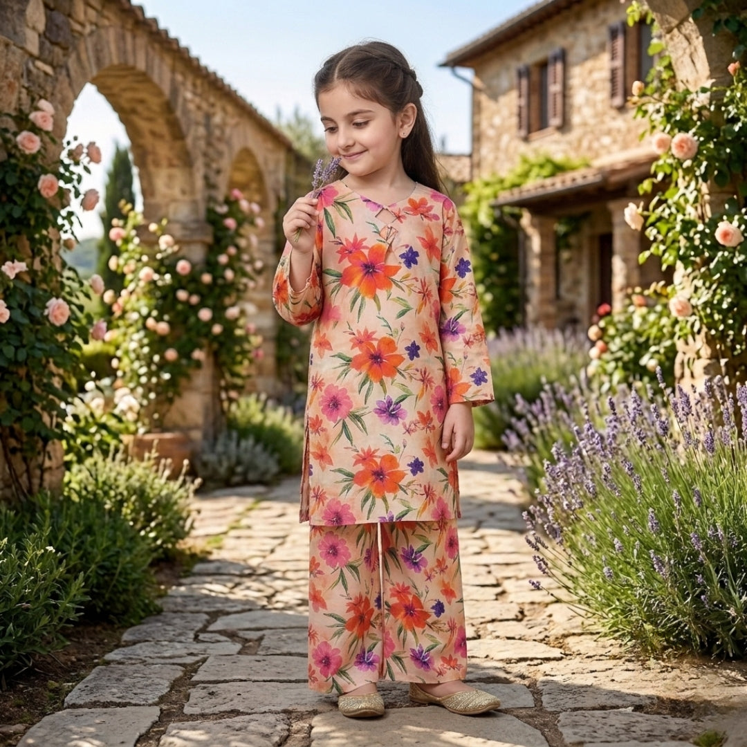 Figo - Coral Medow Co-Ord Set (Lawn)