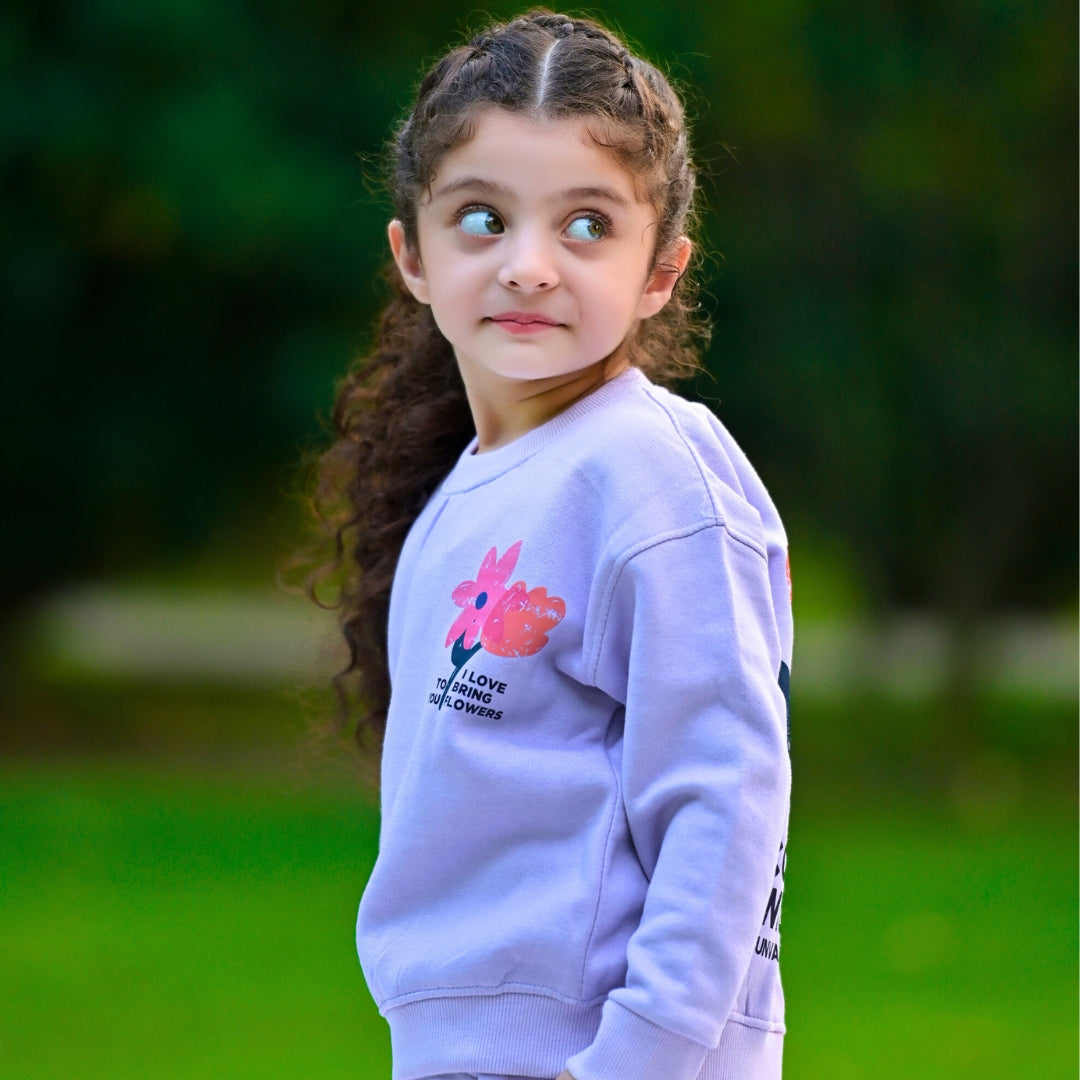 Figo - Lilac Wild Flower Drop Shoulder Track Suit