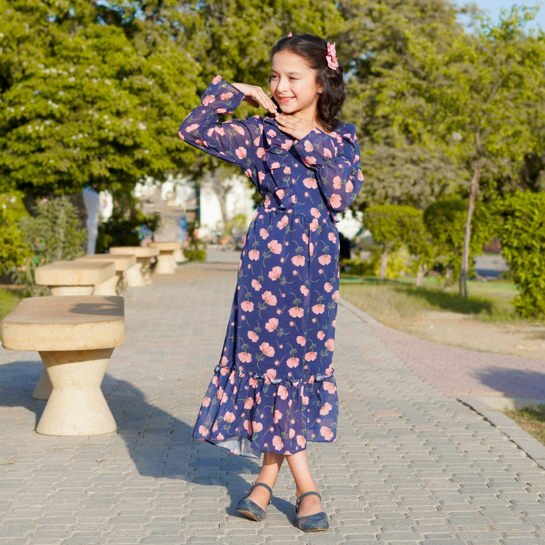 Figo - Navy Pink Floral Tunic Maxi SuperCart.pk Figo - Navy Pink Floral Tunic Maxi SuperCart.pk