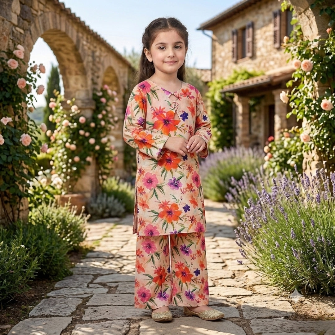 Figo - Coral Medow Co-Ord Set (Lawn)