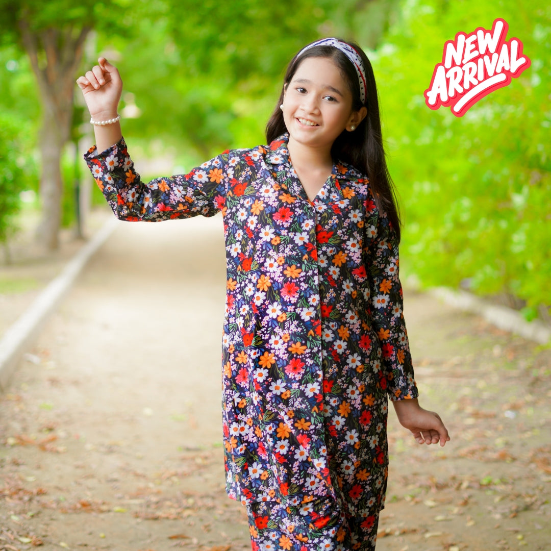 Figo - Navy Floral Print Co-Ord Set