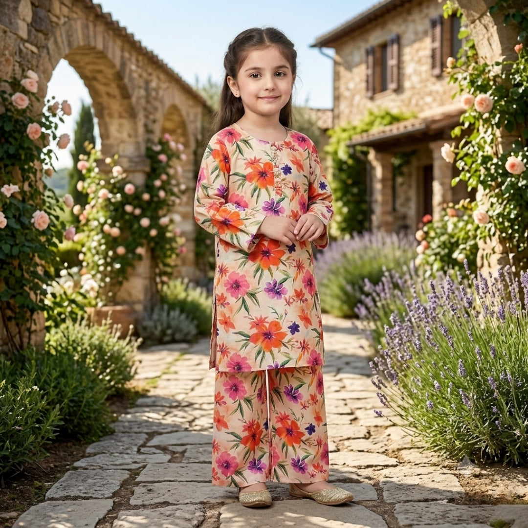 Figo - Coral Medow Co-Ord Set (Lawn)