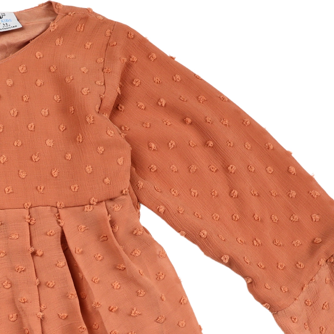 Figo - Peach Brown Swiss Dot Top