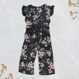 Figo - Black Floral Georgette Jumpsuit