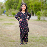 Figo - Black Floral Co-Ord Set (Lawn)