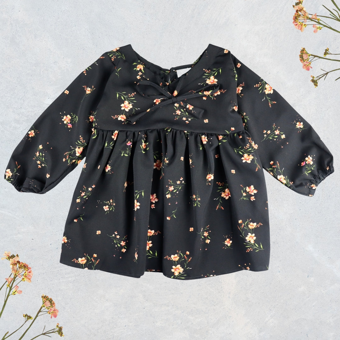 Figo - Black Floral Front Panel Top