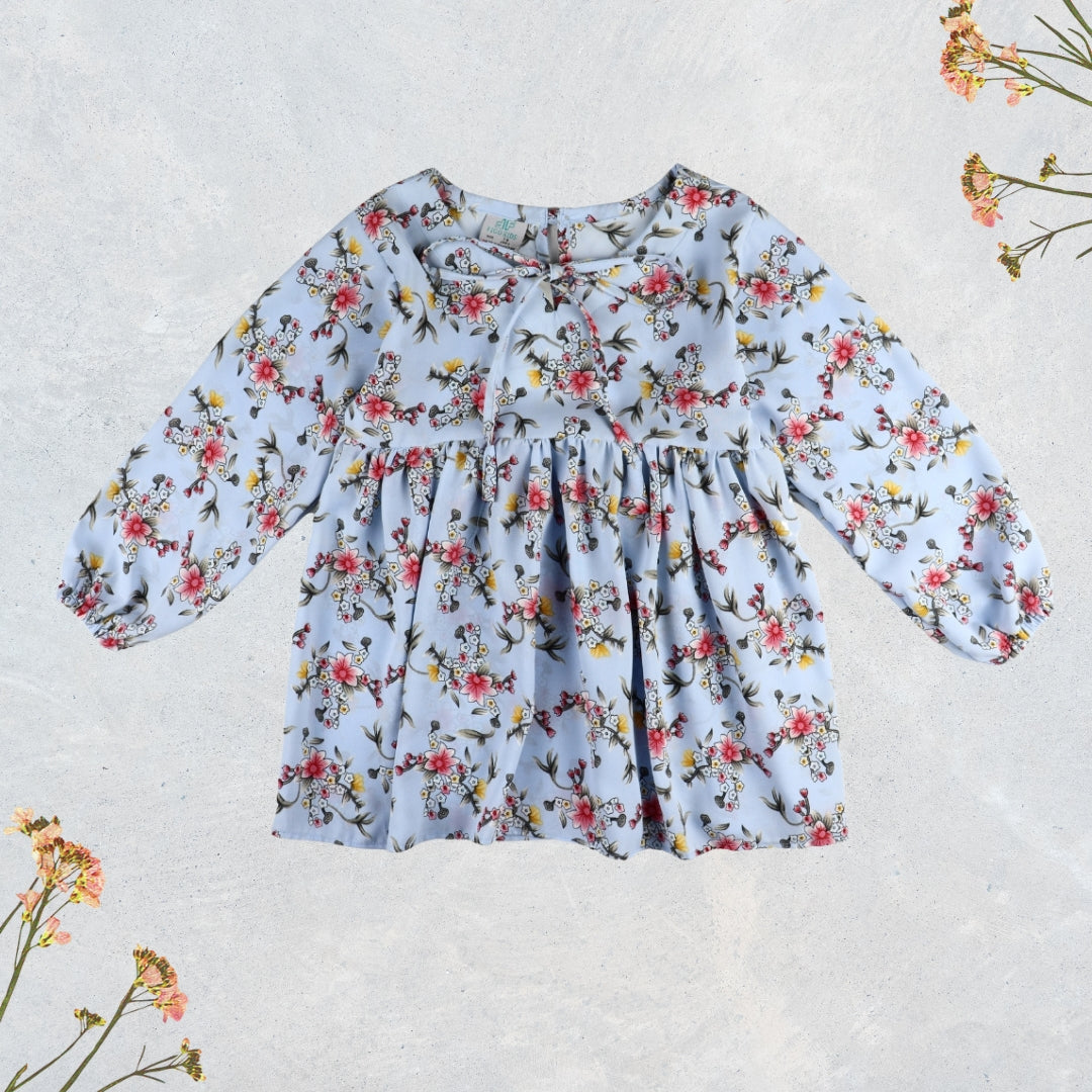 Figo - Elegant Blue Floral Front Panel Top