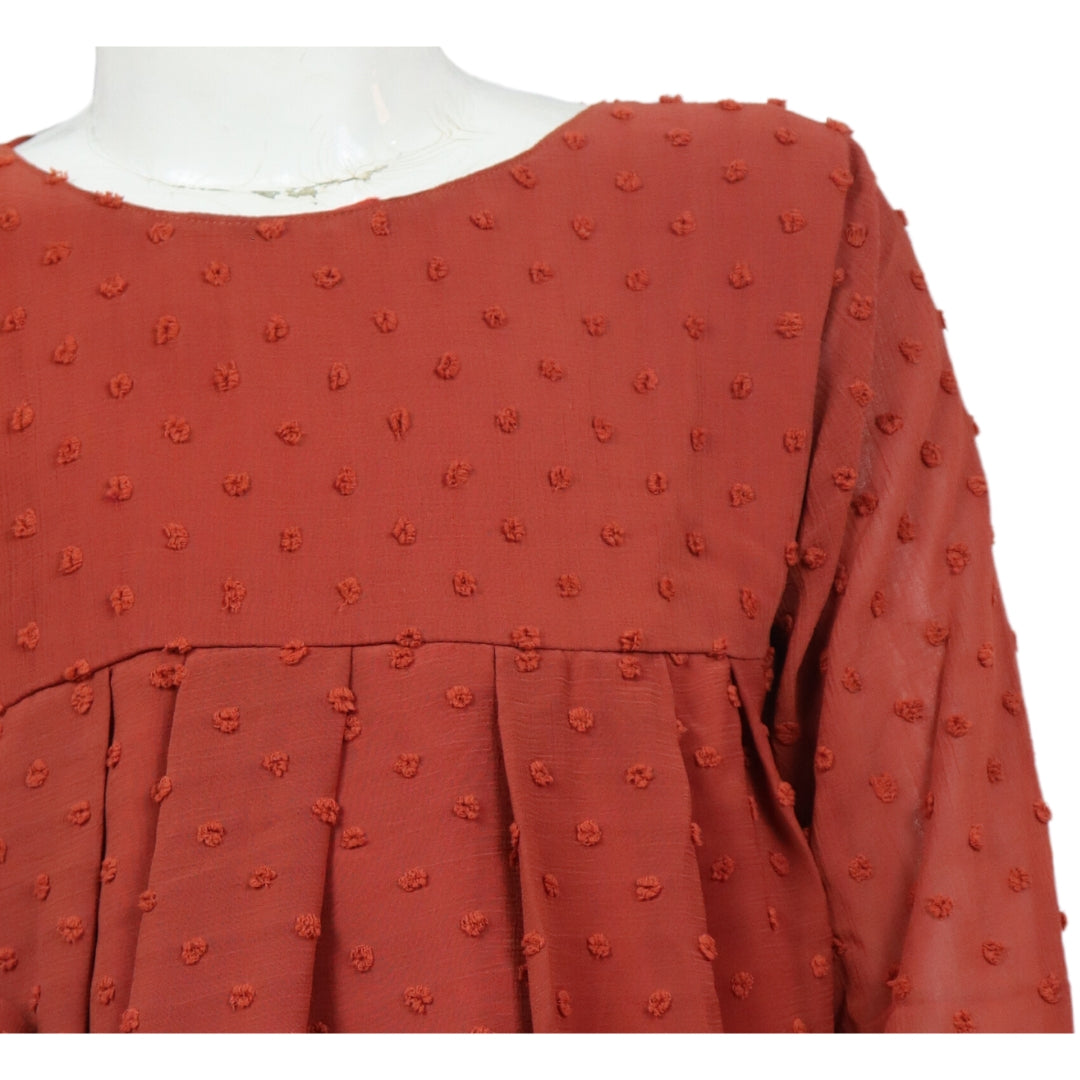 Figo - Dark Brown Brown Swiss Dot Top