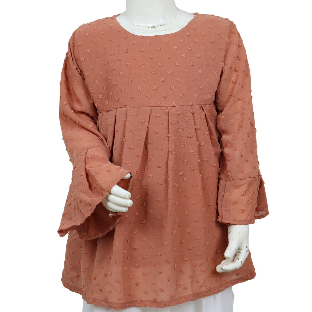 Figo - Peach Brown Swiss Dot Top