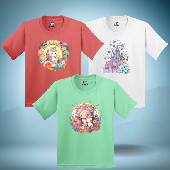 Figo Kids - Pack of 3 Girls T-Shirt - Pack 1