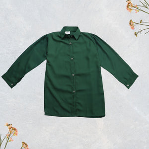Figo - Dark Green Georgette Button Down Shirt