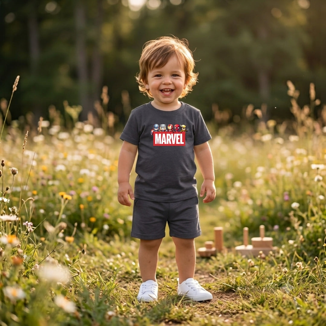 Figo - Mrvl Charcoal Grey T-Shirt/Short Set