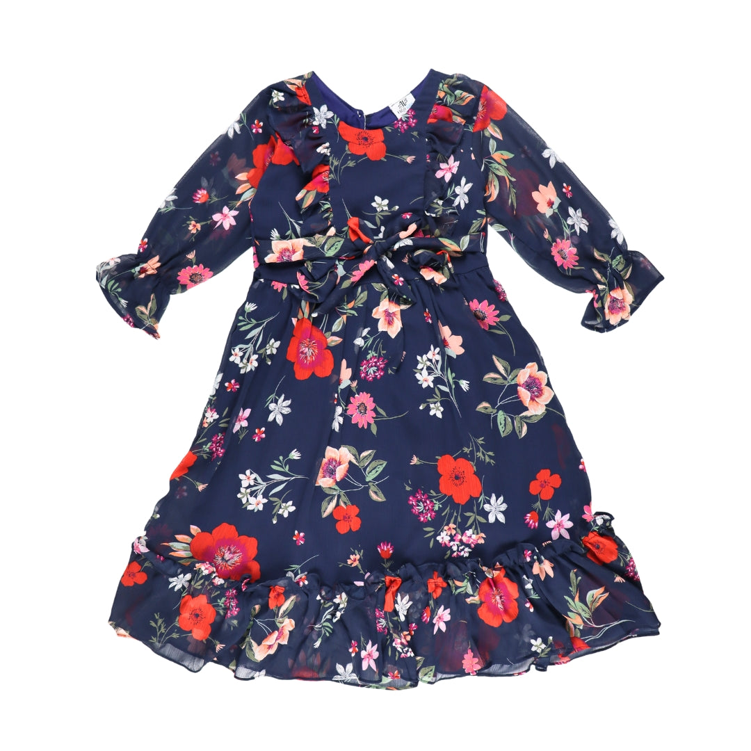 Figo - Navy Floral Tunic Maxi/Long Frock