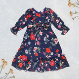 Figo - Navy Floral Tunic Maxi/Long Frock