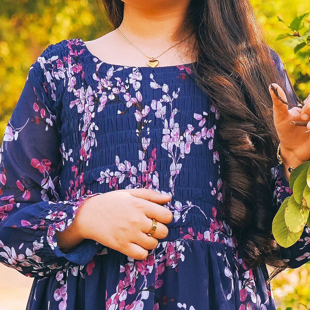 Figo - Navy Floral Smokey Maxi