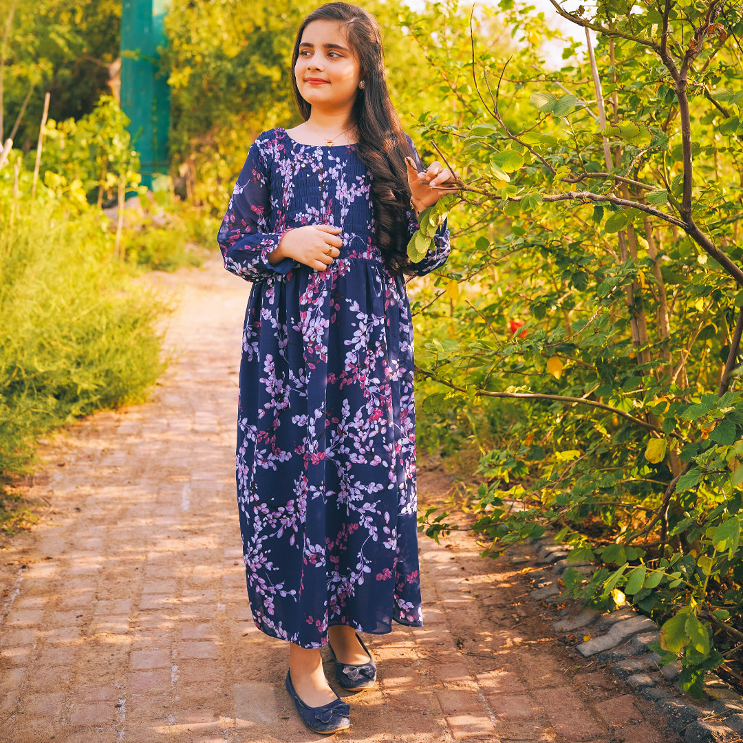 Figo - Navy Floral Smokey Maxi