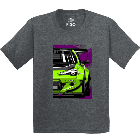 Figo Kids - Grey Green Car T-Shirt