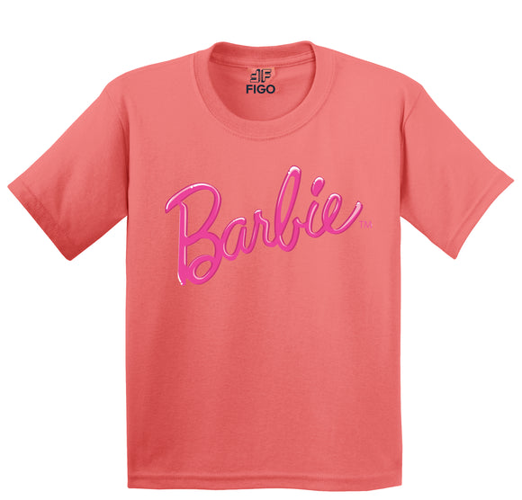 Figo Kids - Coral Pink Barbie Print T-Shirt