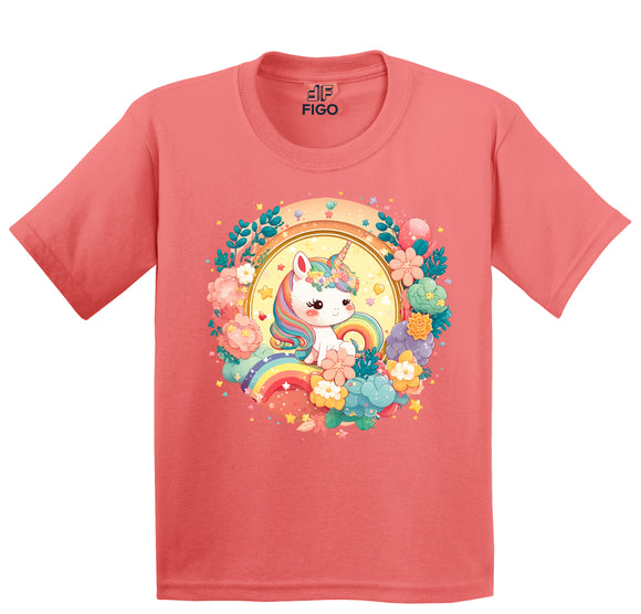 Figo Kids - Coral Pink Unicorn T-Shirt