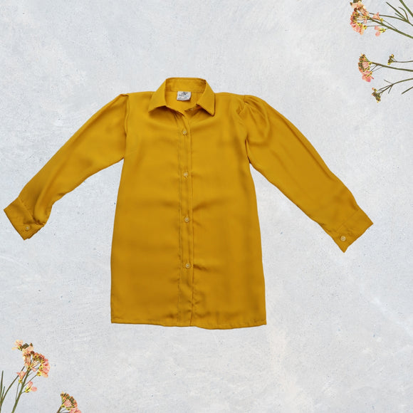 Figo - Mustard Georgette Button Down Shirt