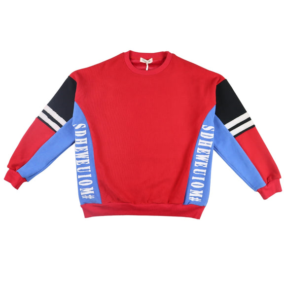IMPORTED - Red Blue Baggy Sweat Shirt