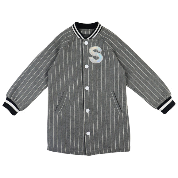 IMPORTED - Grey White Stripe Coat