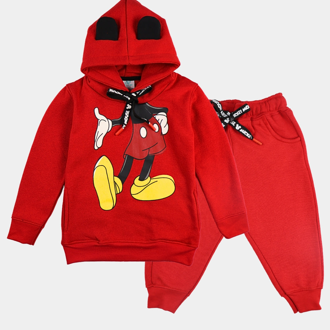 Figo - Red Mickey Mouse Hoodie With Side Pockets