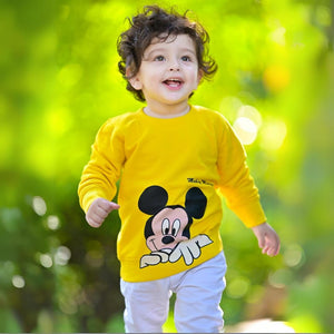 Figo - Yellow Mickey Mouse Sweat Shirt (Thin Fleece)